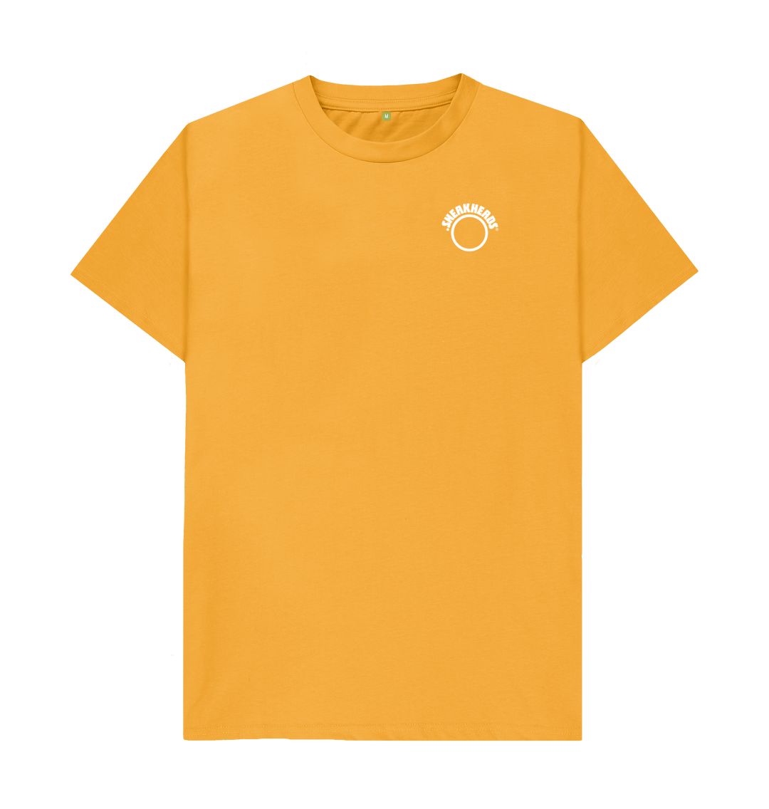 Mustard SneakHeads\u00ae Teemill t-shirt Logo white