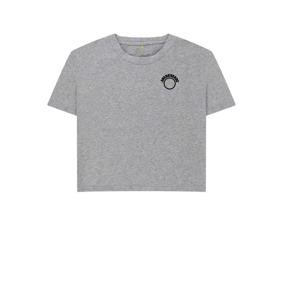 Athletic Grey SneakHeads\u00ae Teemill Boxy crop t-shirt Logo black