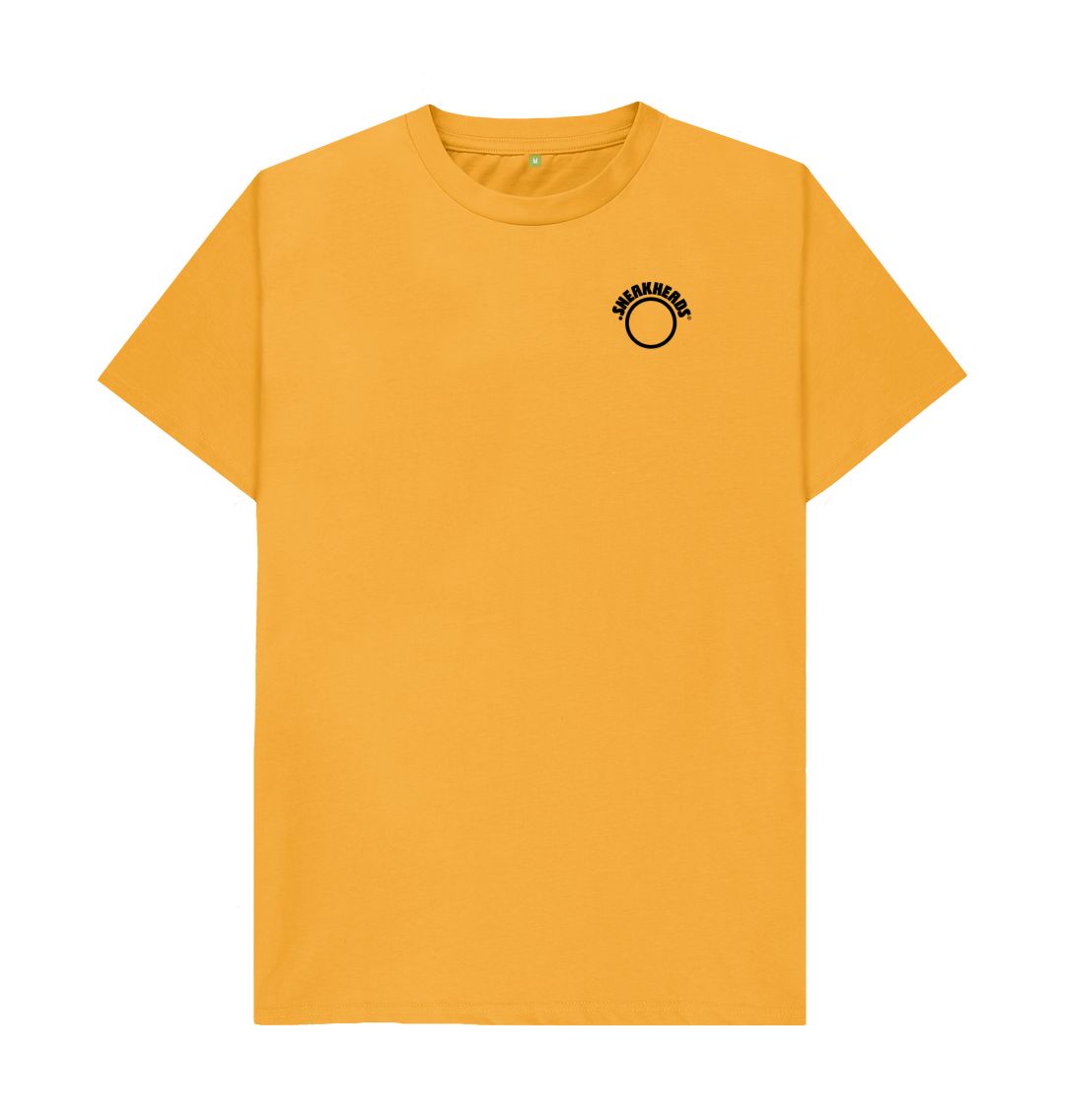 Mustard SneakHeads\u00ae Teemill t-shirt \u2013 black logo