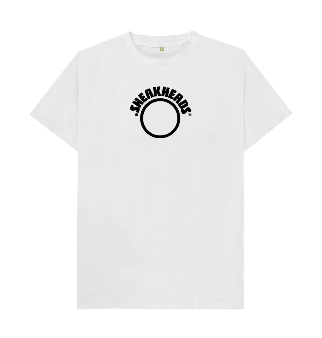 White SneakHeads\u00ae Teemill t-shirt \u2013 large black logo