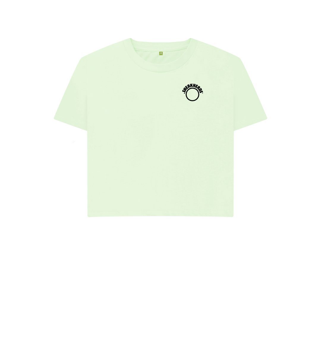 Pastel Green SneakHeads\u00ae Teemill Boxy crop t-shirt Logo black