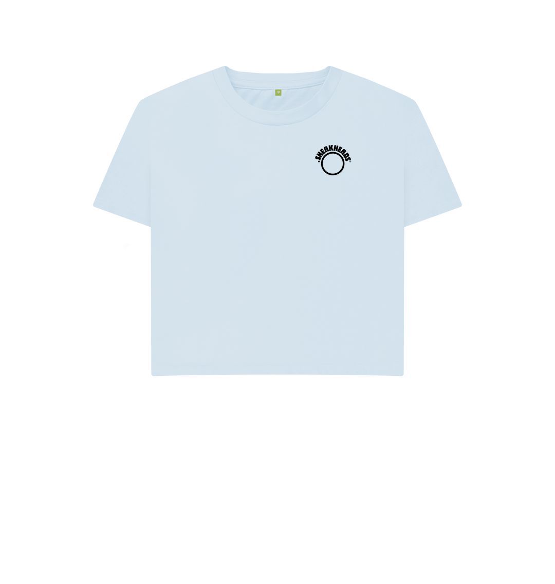 Sky Blue SneakHeads\u00ae Teemill Boxy crop t-shirt Logo black