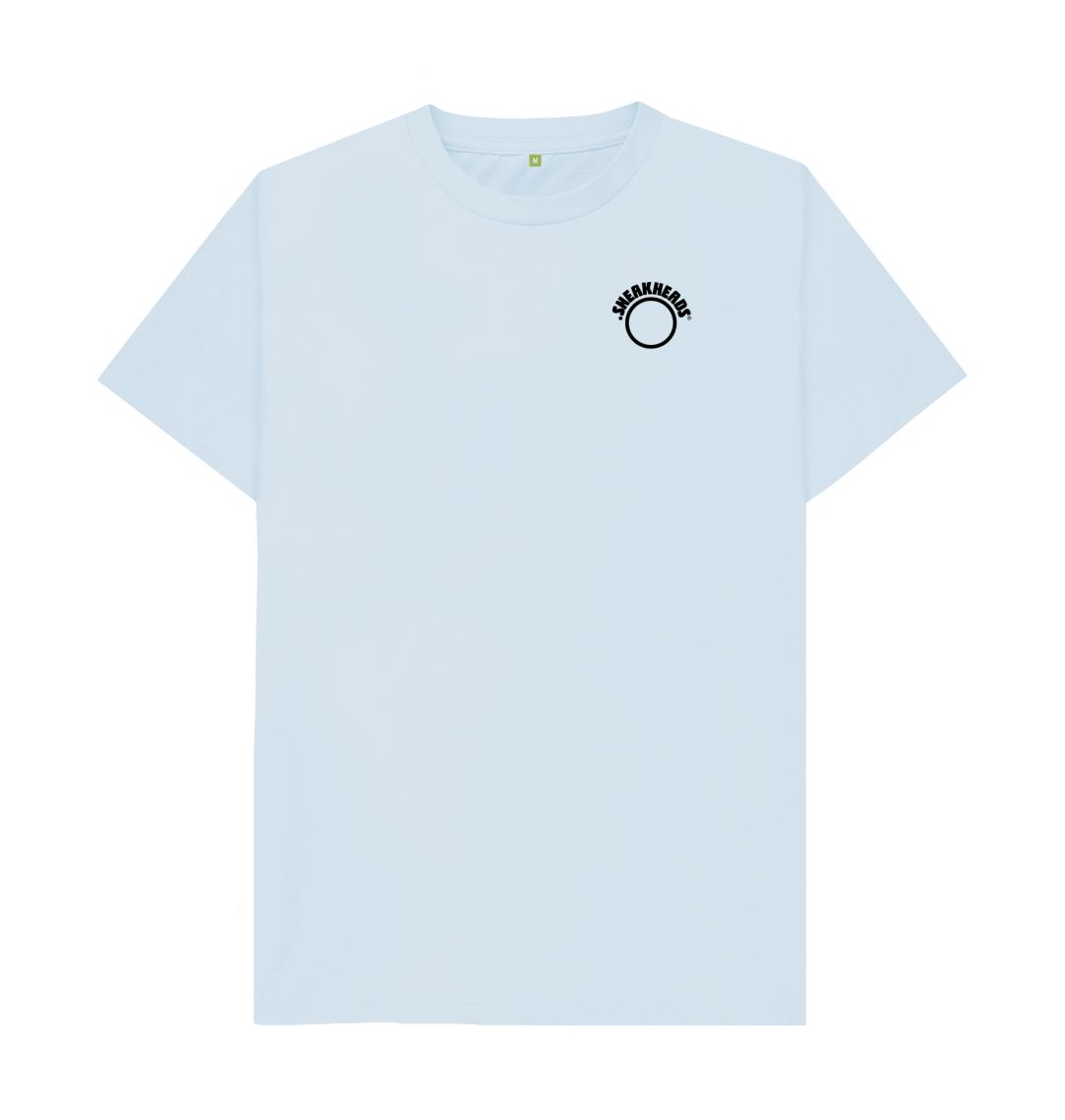 Sky Blue SneakHeads\u00ae Teemill t-shirt Logo sml blk
