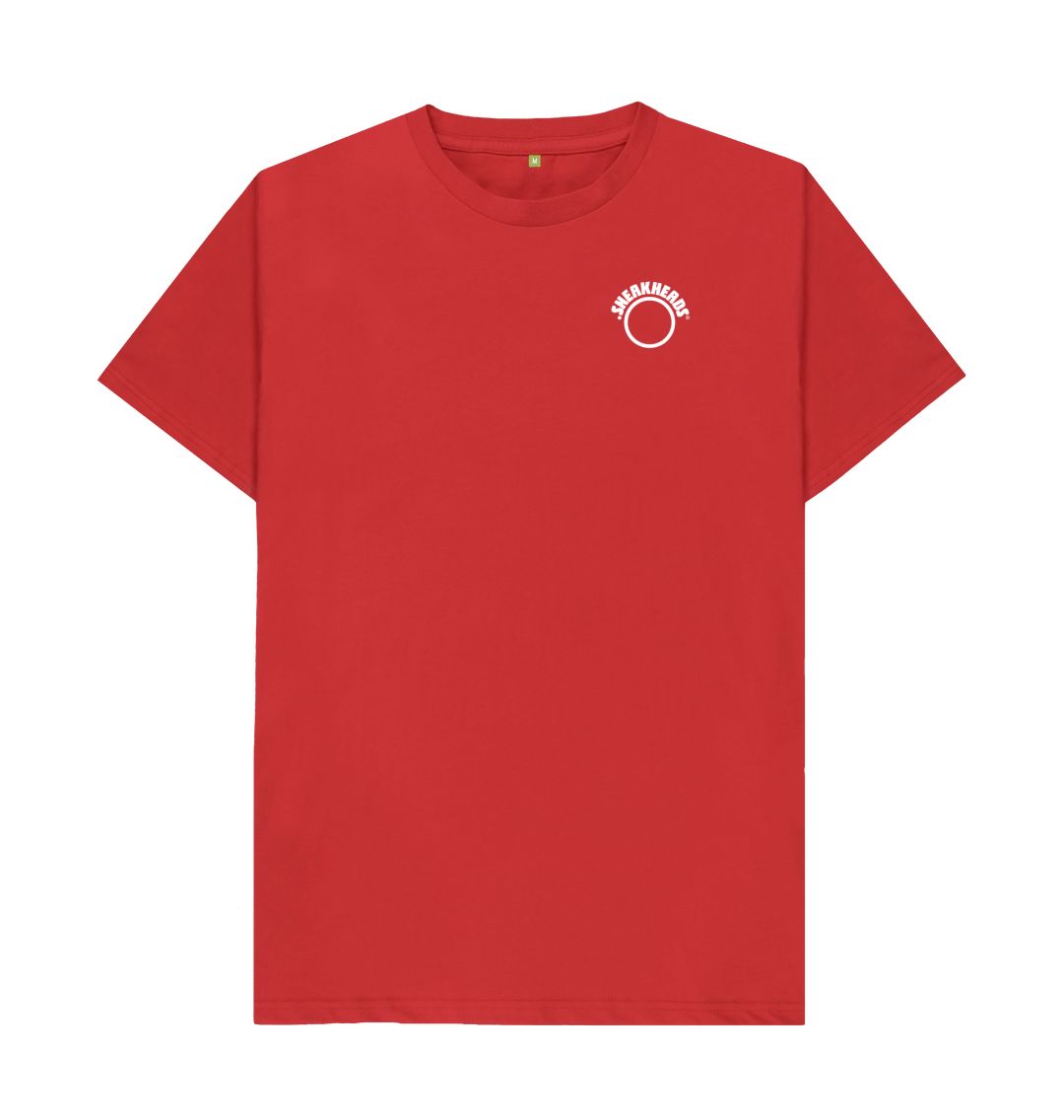 Red SneakHeads\u00ae Teemill t-shirt Logo white
