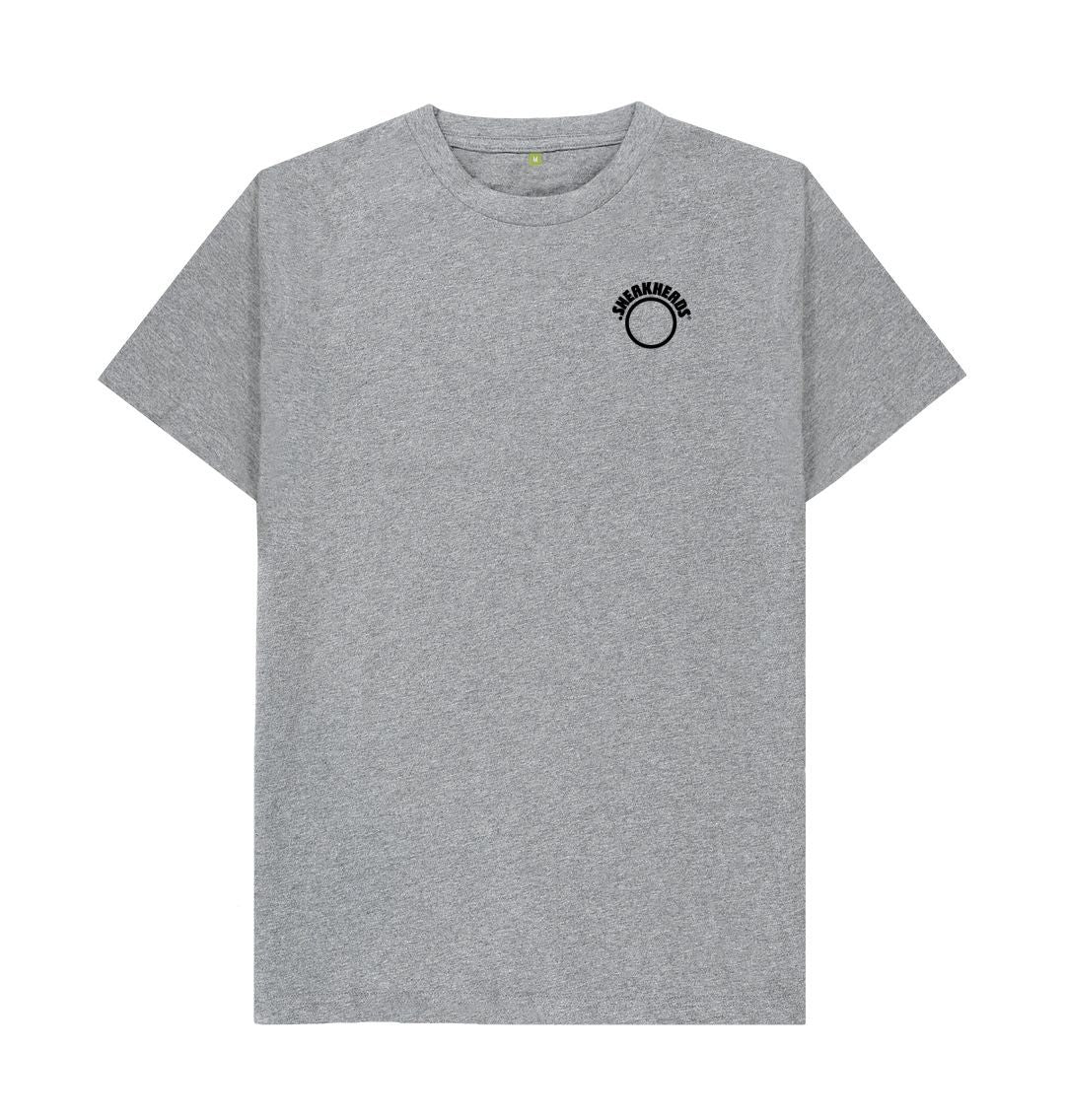 Athletic Grey SneakHeads\u00ae Teemill t-shirt Logo sml blk