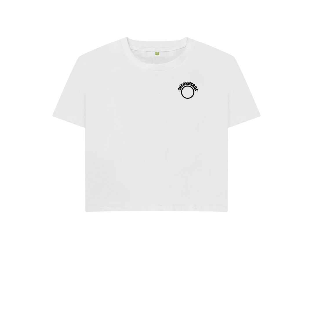 White SneakHeads\u00ae Teemill Boxy crop t-shirt Logo black