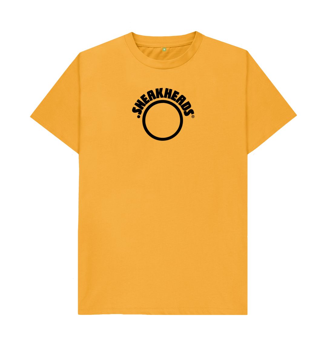 Mustard SneakHeads\u00ae Teemill t-shirt \u2013 large black logo
